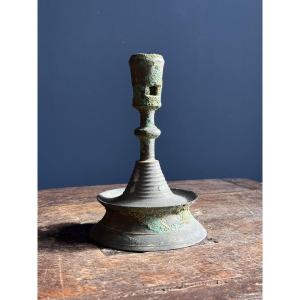 Museum - Rare Gothic Candlestick, Flanders Circa 1500 - Superb Patina