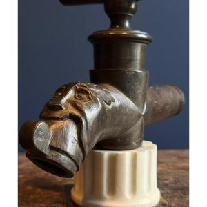 Anthropomorphic Bronze Tap With Greenman Figure, 17th Century France