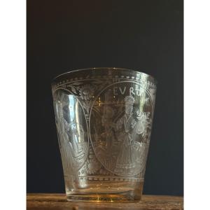 Glass Beaker Engraved With The Four Continents, Bohemia 18th Century