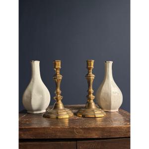 Pair Of Regency Ormolu Candlesticks With Crowned