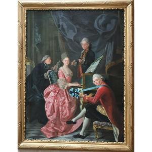 Musical Family Portrait, The Children Of The Count Of Besseuil, Attributed To Jean-françois Gilles
