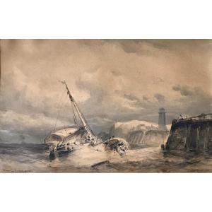 Hendrick Frans Schaefels (1827-1904). "shipwreck".