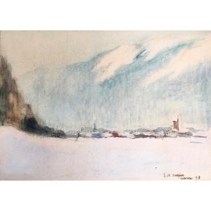 Louis Charles Crespin (1892-1953). "the Village Of Unterseen Under The Snow". 1918.