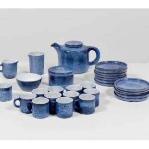 Antonio Lampecco (minucciano, Italie, 1932-2019). Service At Moka. 29 Pieces. Glazed Stoneware.
