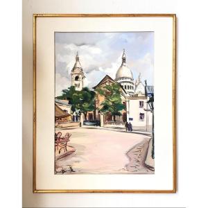 Jean Dorville (1902-1985). “view Of The Sacré-coeur, Montmartre”. Around 1940.