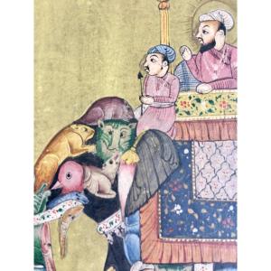 Thumbnail. “mughal Emperor Riding On An Elephant”. Gouache. Early 20th Century.