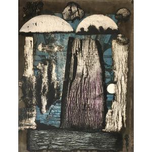 Gildo Bartocci (isola Maggiore, 1925-1984). “brutalist Landscape”. 1960s. Monotype.