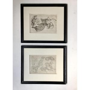 Wenceslas Hollar (1607, Prague - 1677, London). Pair Of Engravings. 17th Century.