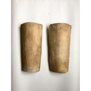 Pair Of Light Wall Lights. Mediterranean Tiles. Mid 20th Century.