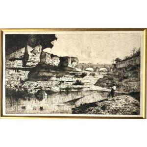 Adolphe Appian (lyon, 1818-1898). “hauteville Bridge”. 1870. Etching.