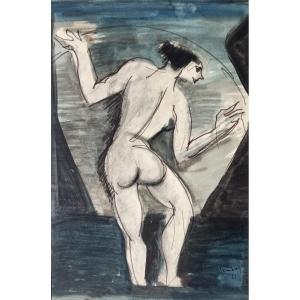Charles Counhaye (verviers, 1884 -brussels, 1971). “female Nude”. 1961. Watercolor.