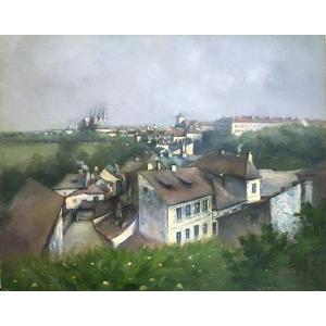 Bohumil Gottlieb Hradecny (1876-1960). "the Surroundings Of Prague Castle". Oil On Copper.