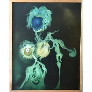 Henry Lejeune (1930-2014). Belgian Surrealism. "composition". 1972.