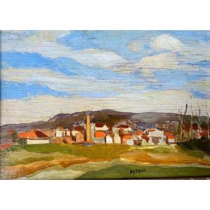 Aubin Pasque (cheratte, 1903 - Ixelles, 1981). "industrial Landscape, Auderghem". 1937.