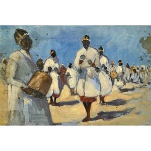 French School. "gnaoua Musicians (morocco)". 1930s-40s. Africanism.