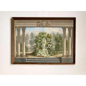 Theodoor Livinus Vermeulen (1823-1893). "virgin And Child". Landscape Architecture. Circa 1860.