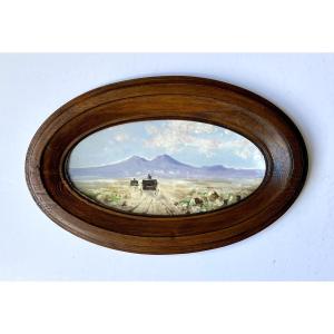 Cesare Cacciapuoti (naples, 1858-1914). "vesuvius". Schioppa Ceramic -cacciapuoti. Late 19th Century.