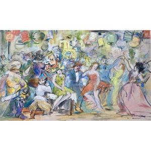 Tibor Dengyel (hungary, 1913-belgium, 2000). "carnival Scene" 1940s-50s.