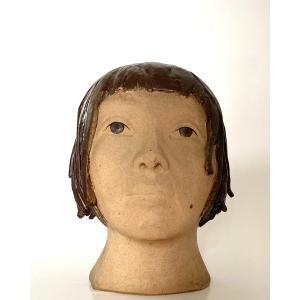 Georges Deliège (1930-2010). Ceramic. "woman's Head". 1970s-1980s.