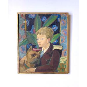Ernest Forgeur (liège, 1897 - 1961). "the Child With The Dog". 1951.