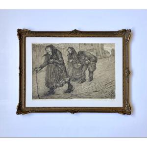 Moses Levy (1885, Tunis - 1968, Viareggio). "the Old". 1905. Indian Ink.