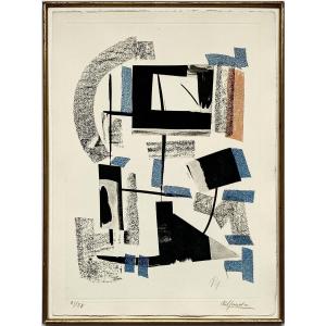 Robert Jacobsen (1912, Copenhagen - 1993, Denmark). "composition". 1962. Etching.