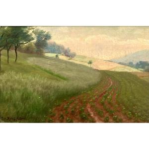 Julius Von Kreyfelt (1863, Düsseldorf-1947, Kleinsassen). "summer Landscape". Circa 1900.