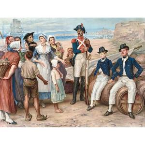 William Frederick Yeames (after). 1835-1918. "prisoners Of War". Late 19th Century. Chromolithograph.