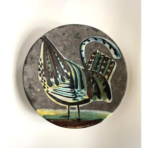 Roger Capron (1922-2006). Rooster Cup. Polychrome Glazed Ceramic. 1950s.