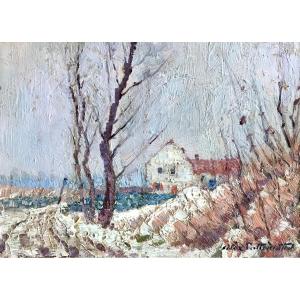 Alex Lallemand (ixelles, 1892-1963). "snowy Landscape". 1922.
