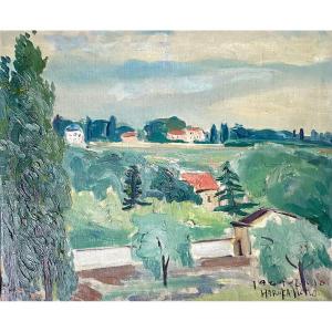 Haruka Ueno (1896-1978). "landscape". 1929. Japanese School.