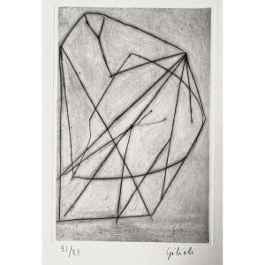 émile Gilioli "lancers", 1962. Original Engraving.