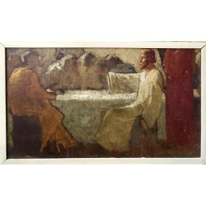 Belgian Symbolist School. Late 19th Century. "the Pilgrims Of Emmaus".