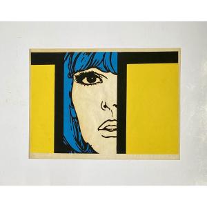 Claudio Tozzi (1944- São Paulo, Brazil). “o Olhar” (the Look). 1972. Serigraphy. Pop Art.