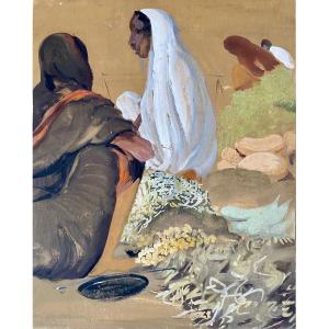 Govind Madhav Solegaonkar (1912-1986). "seated Women". Indian School.