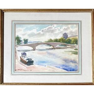 Leonid Frechkop (moscow, 1897-brussels,1982). River Landscape. 1950