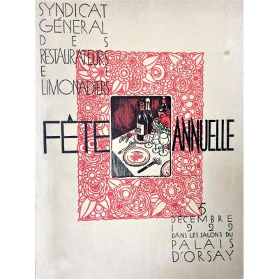 Joe Bridge. Program Of The General Union Of Restaurateurs And Lemonade Producers. 1929.