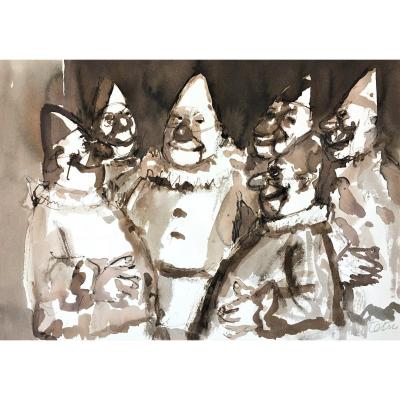 Roger Tetsu (1913-2008). The Opinion. "clowns". The 50's.