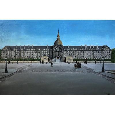 Naive Art. " Hotel Invalid". 1940s-1950s. Sign.