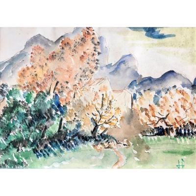 Hermann Paul (1864-1940). "montagne Ste Victoire". Around 1900.