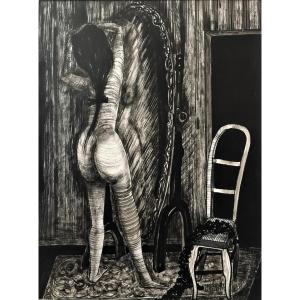 Norbert Benoit (1912-1997). "the Mirror". 1969. Belgian Surrealism.