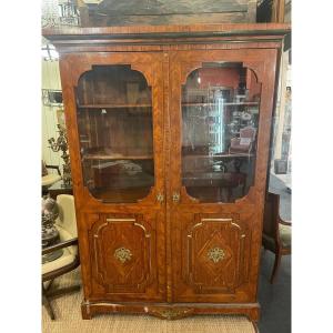 Louis XIV Style Bookcase In Violet Wood Opening With 2 Doors