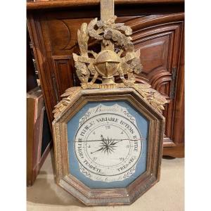 Directoire Period Barometer In Carved And Gilded Wood