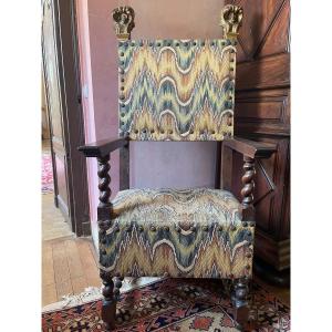 Louis XIII Armchair In Walnut Italian Work From The 17th 