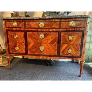 Louis XVI Period Commode In Marquetry 