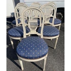 Suite Of 6 Louis XVI Style Horseshoe Model Chairs 