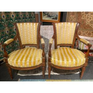 Pair Of Cabriolet Armchairs With Reversed Backs From The Directoire Period