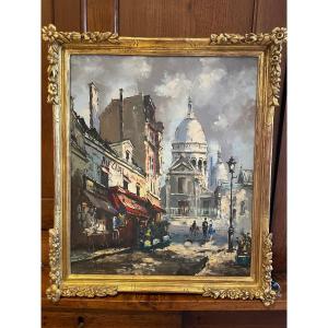 Oil On Canvas Signed G. Bardiau Representing A View Of Montmartre In Paris