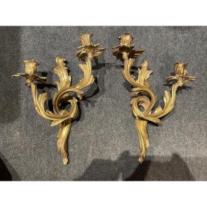 Pair Of Louis XV Period Bronze Wall Lights 