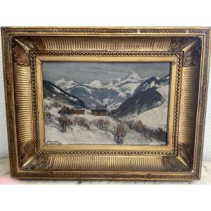 Snowy Valley Landscape By Hg Troussart (1896-1953)